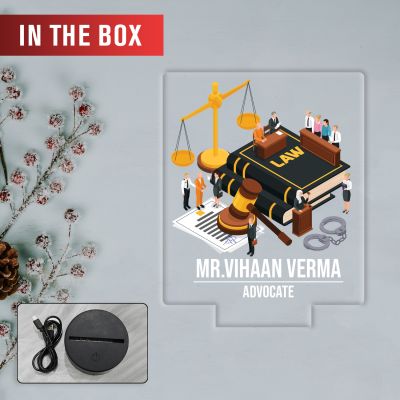 Personalized Advocate LED Night Lamp with Automatic Color Changing Light Law Theme Acrylic Light for Lawyer Office Desk Decor & Gift for Advocate & Lawyer